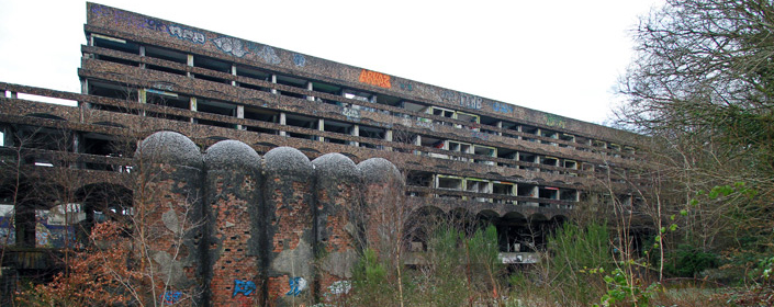 Main building at St Peters Seminary. The silos are side-chapels.